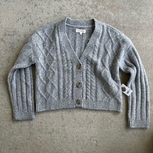 Lucky Brand chunky knit gray sweater cardigan